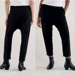 Nili Lotan 8 Slouchy Paris Pants $345 Cropped Drop Crotch Cotton Jet Black NWT